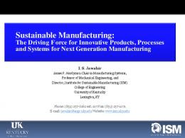 Sustainable Manufacturing: