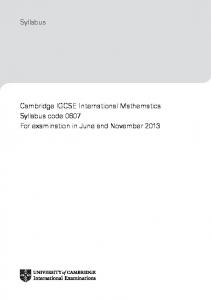 Syllabus Cambridge IGCSE International Mathematics Syllabus ...