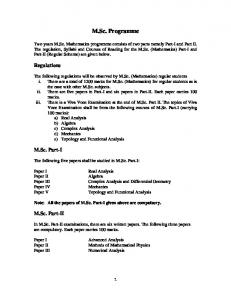 SYLLABUS FOR M.Sc MATHEMATICS