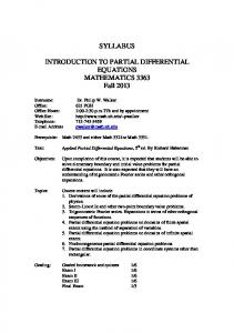 SYLLABUS INTRODUCTION TO PARTIAL DIFFERENTIAL ...