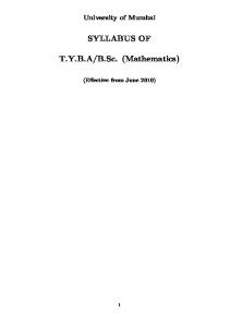 SYLLABUS OF T.Y.B.A/B.Sc. (Mathematics)