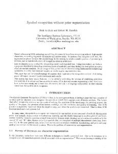 Symbol Recognition Without Prior Segmentation - Robert Haralick