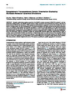 Synaptobrevin Transmembrane Domain Dimerization ... - Cell Press