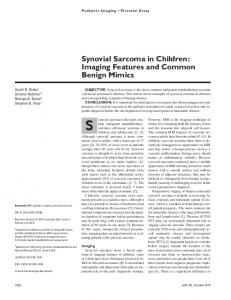 Synovial Sarcoma in Children - AJR