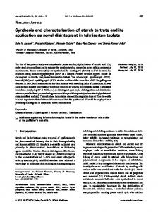 Synthesis and characterisation of starch tartrate ... - Wiley Online Library