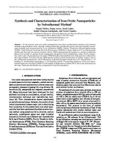 Synthesis and Characterization of Iron Oxide Nanoparticles by ...