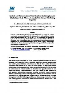 Synthesis and Characterization of Metal Complexes Containing ...