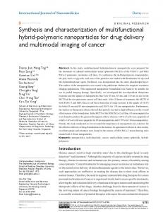 synthesis and characterization of multifunctional ... - Semantic Scholar