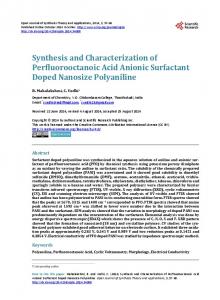 Synthesis and Characterization of Perfluorooctanoic Acid Anionic ...