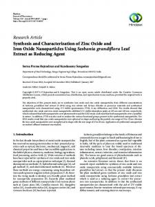 Synthesis and Characterization of Zinc Oxide and Iron Oxide ...