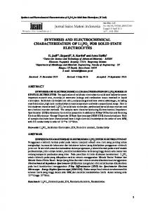 SYNTHESIS AND ELECTROCHEMICAL ... - Neliti