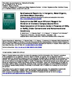 Synthesis and Reactivity in Inorganic, Metal-Organic