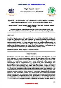 Synthesis, Characterization and Antimicrobial Activity of ... - iMedPub