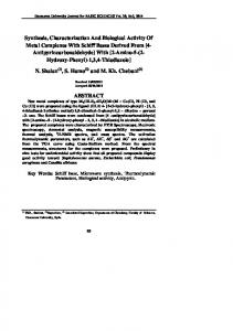 Synthesis, Characterization And Biological Activity Of