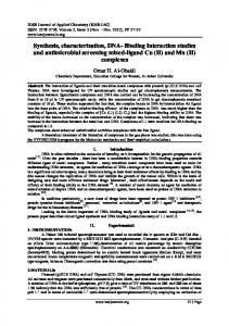 Synthesis, characterization, DNA - IOSR Journals