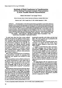 Synthesis of Block Copolymers by Transformation of Free Radical ...