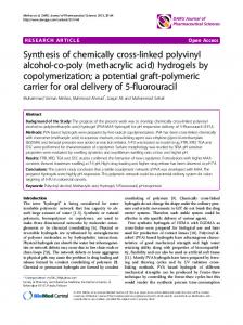 Synthesis of chemically cross-linked polyvinyl alcohol ... - BioMedSearch