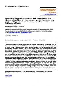 Synthesis of Copper Nanoparticles with Various Sizes and ... - Doi.org