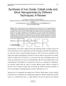 Synthesis of Iron Oxide, Cobalt oxide and Silver Nanoparticles ... - Ijser