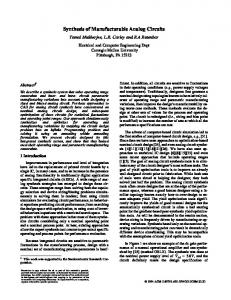 Synthesis of Manufacturable Analog Circuits - CiteSeerX