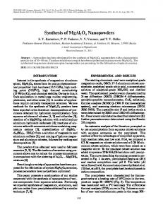 Synthesis of MgAl 2 O 4 nanopowders