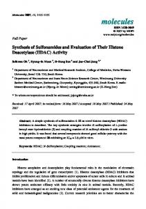 Synthesis of Sulfonamides and Evaluation of Their Histone