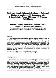 Synthesis, Spectral Characterization and Biological Studies of ...