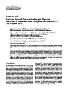 Synthesis, Spectral Characterization, and Biological Evaluation of