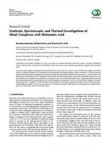 Synthesis, Spectroscopic, and Thermal Investigations of Metal ...