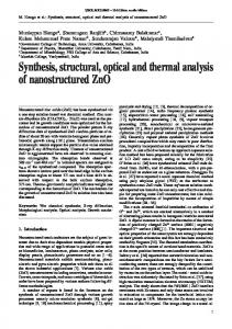 Synthesis, structural, optical and thermal analysis of ...