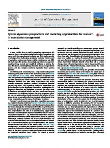 System dynamics perspectives and modeling