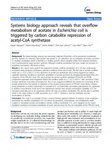 Systems biology approach reveals that overflow ... - CiteSeerX