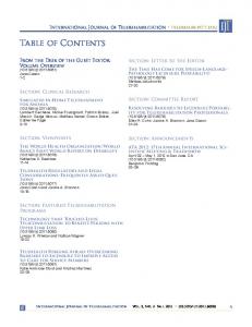 Table of Contents - International Journal of Telerehabilitation