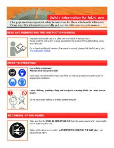 Table Saw Safety - HITACHI Power Tools