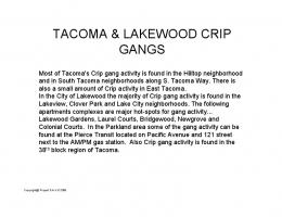 TACOMA & LAKEWOOD CRIP GANGS - Bethel School District