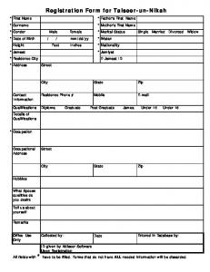 Taiseer-un-nikah Form