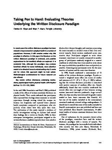 Taking Pen to Hand: Evaluating Theories ... - Wiley Online Library