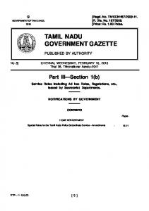 TAMIL NADU GOVERNMENT GAZETTE