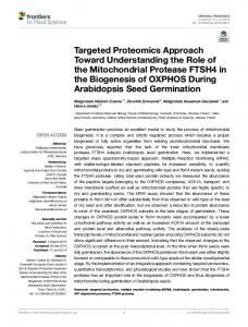 Targeted Proteomics Approach Toward