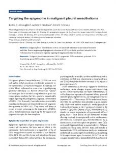 Targeting the epigenome in malignant pleural mesothelioma