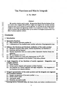 Tau Functions and Matrix Integrals