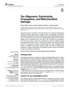 Tau Oligomers: Cytotoxicity, Propagation, and Mitochondrial ... - Core
