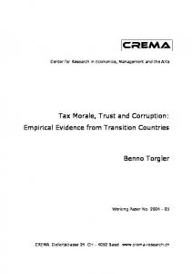 Tax Morale, Trust and Corruption - crema