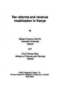 Tax reforms and revenue mobilization in Kenya - Africa Portal