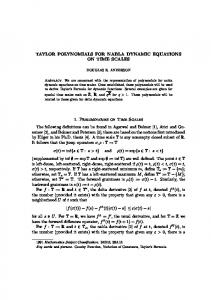 TAYLOR POLYNOMIALS FOR NABLA DYNAMIC ... - Concordia College