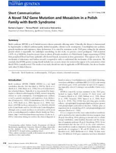 TAZ Gene Mutation and Mosaicism in a ... - Wiley Online Library