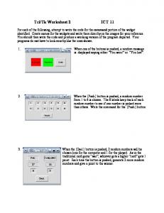 Tcl/Tk Worksheet 2 ICT 11