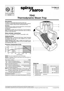 TD42 Thermodynamic Steam Trap - Spirax Sarco