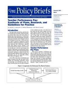 Teacher Performance Pay: Synthesis of Plans, Research, and ... - ERIC