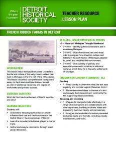 TEACHER RESOURCE LESSON PLAN - Detroit Historical Museum